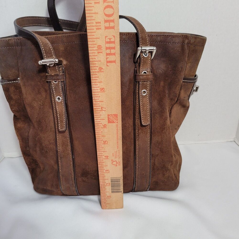 Coach Leatherware Brown Suede Leather Large Tote Bag Vintage Y2K *Flaw - Picture 4 of 16